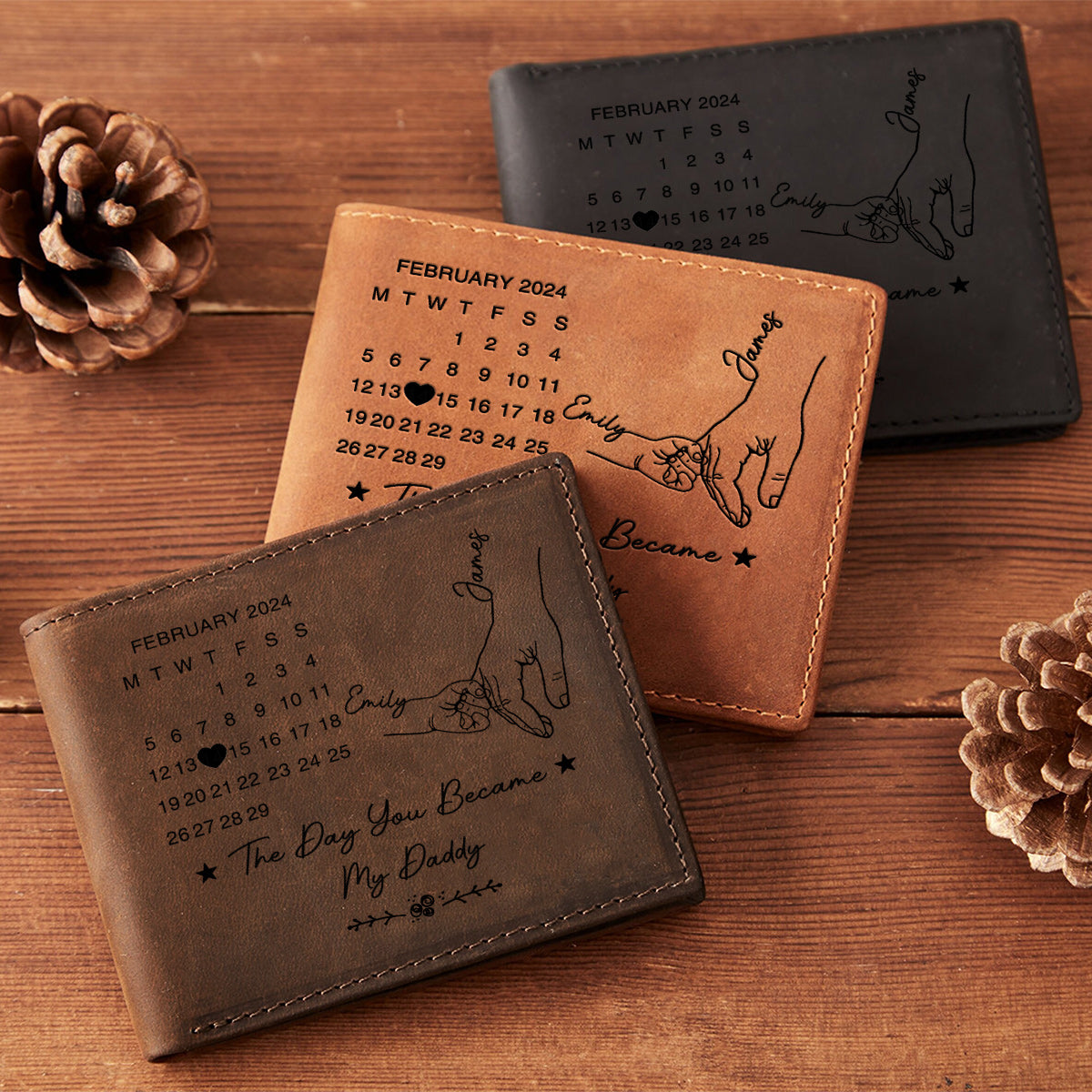 Le jour où tu es devenu mon papa - Portefeuille en cuir personnalisé pour papa