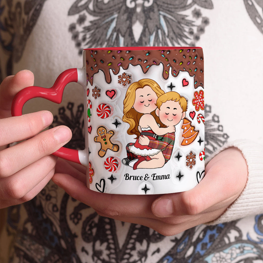 Tout ce que je veux pour Noël, c'est toi - Mug personnalisé pour couple avec anse en forme de cœur