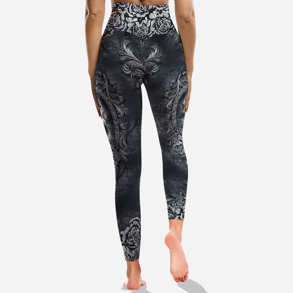 Tête de mort florale - Sweat à capuche et leggings personnalisés avec tête de mort