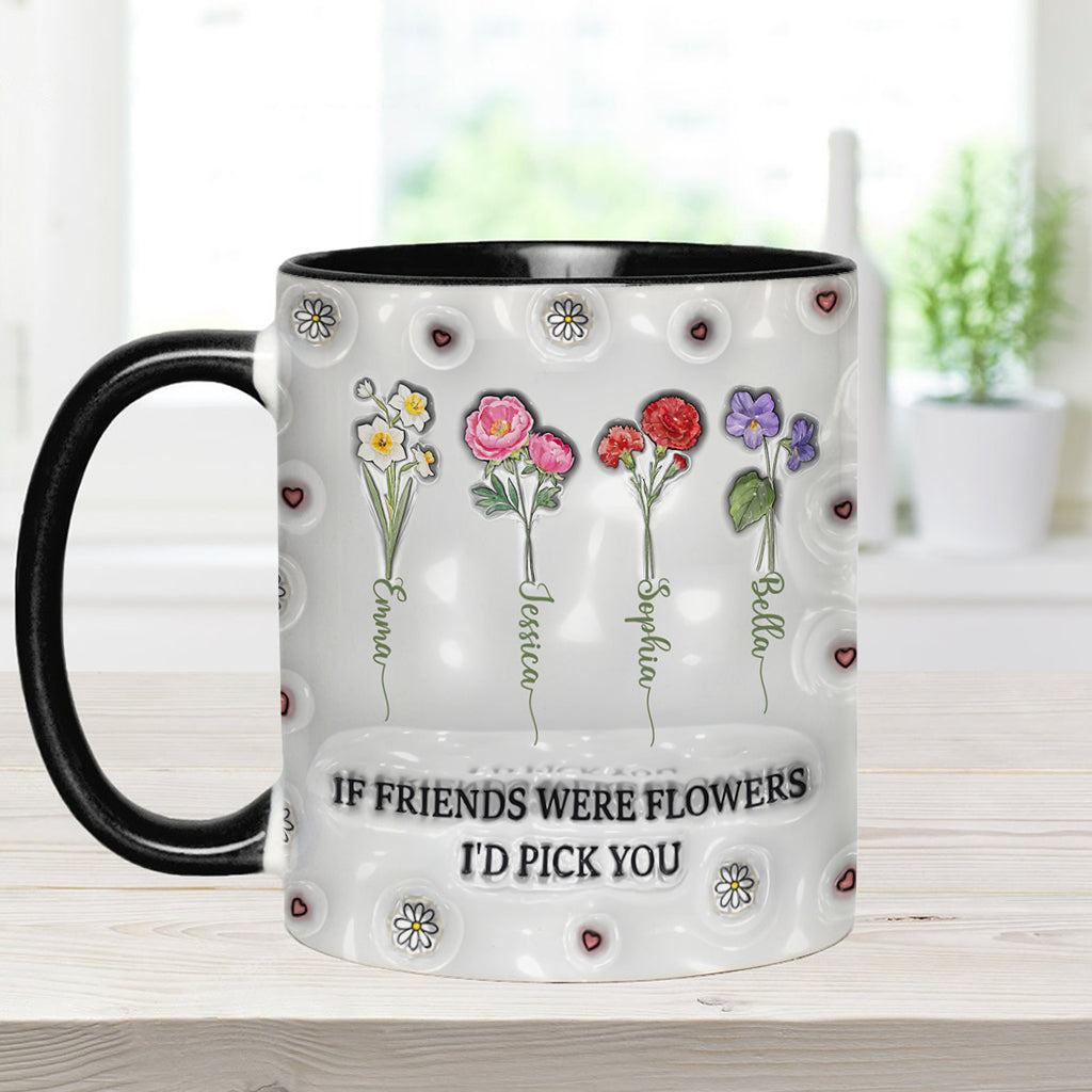 Birth Month Flowers Besties - Personalized Bestie Accent Mug
