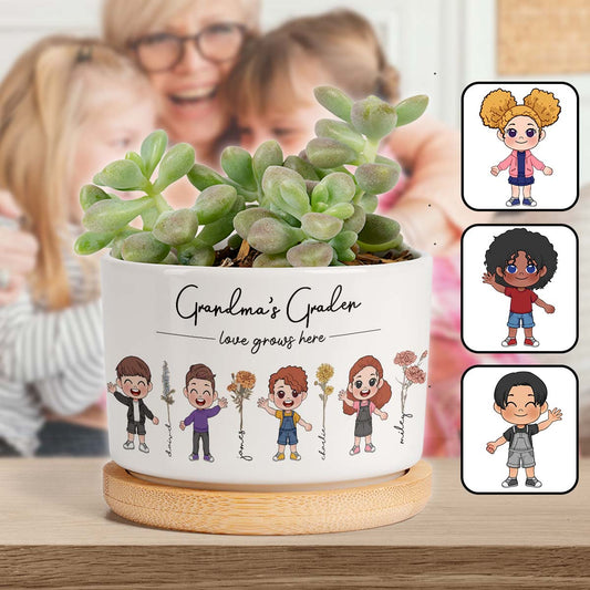 Jardin de grand-mère - Pot de fleurs en céramique personnalisé pour grand-mère