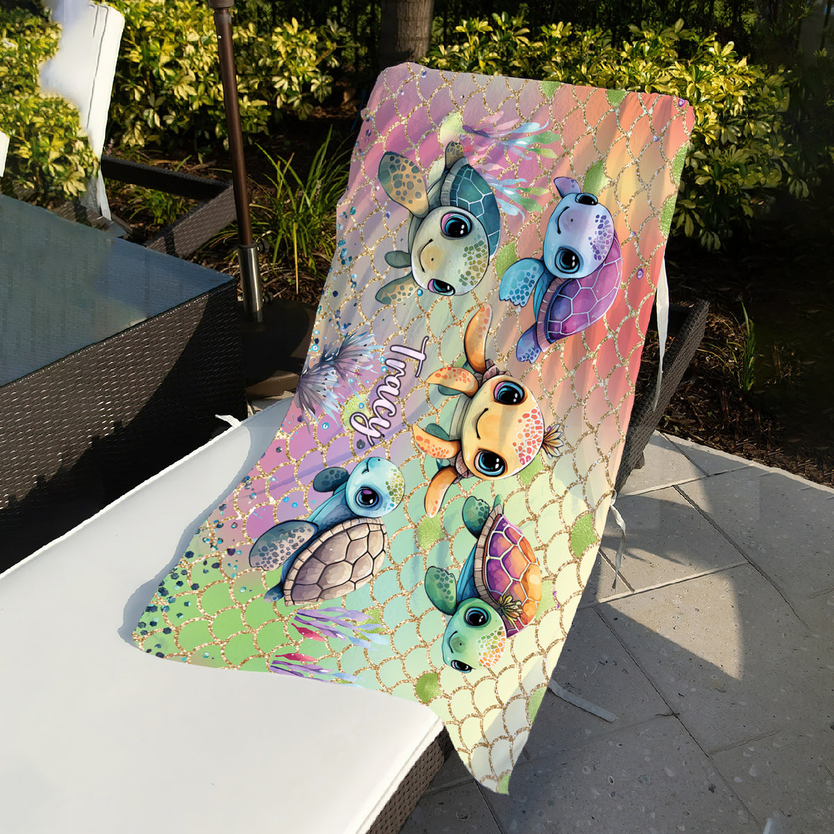 Cute Turtles - Personalized Turtle Beach Towel