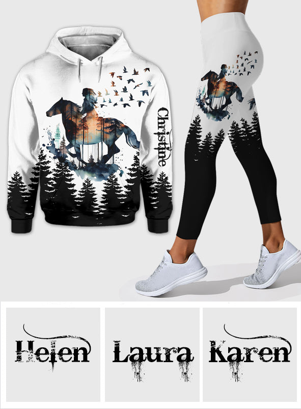 Fille à cheval - Sweat à capuche et leggings personnalisés sur le thème des chevaux