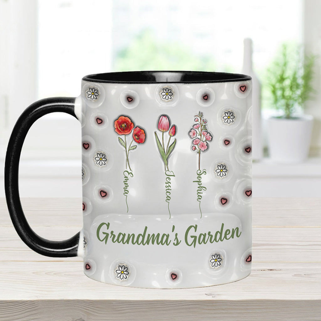 Fleurs du mois de naissance - Jardin de grand-mère - Mug personnalisé pour grand-mère