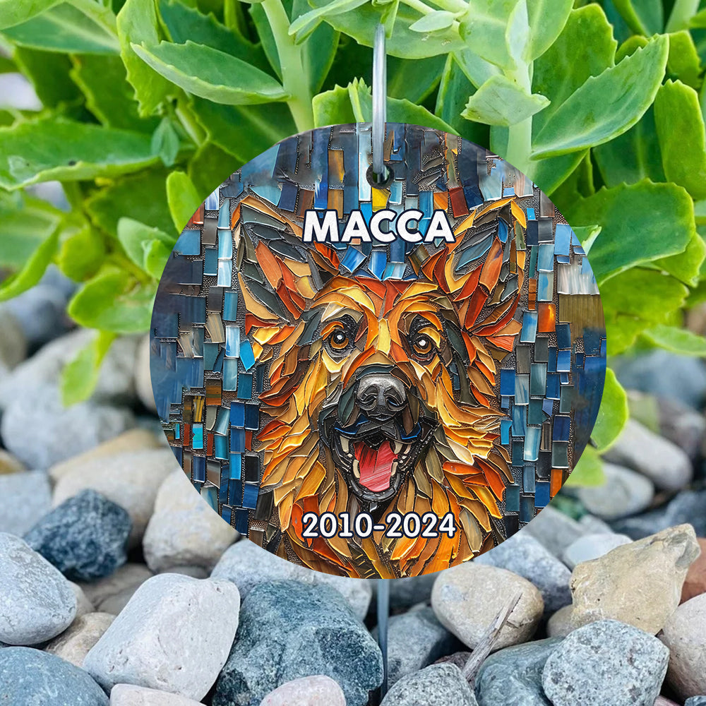 Carreaux de céramique personnalisés avec motif de chien - Ardoise ronde suspendue pour jardin
