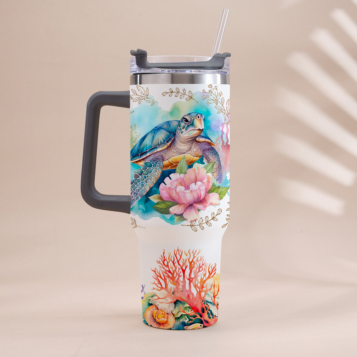 Gobelet isotherme personnalisé « Tortues » avec anse