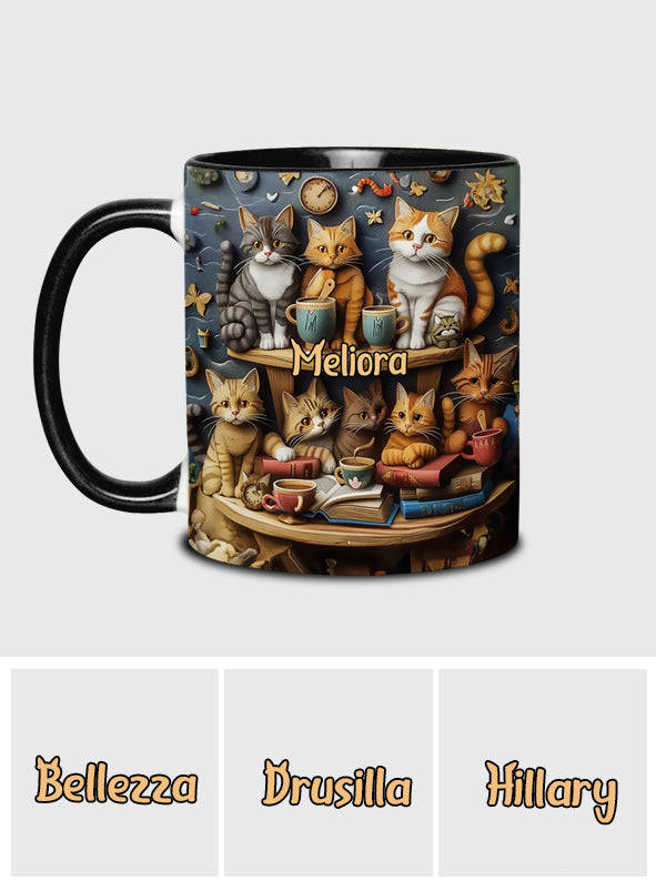 Mug personnalisé style vintage « Just Love Cats » avec motif chat