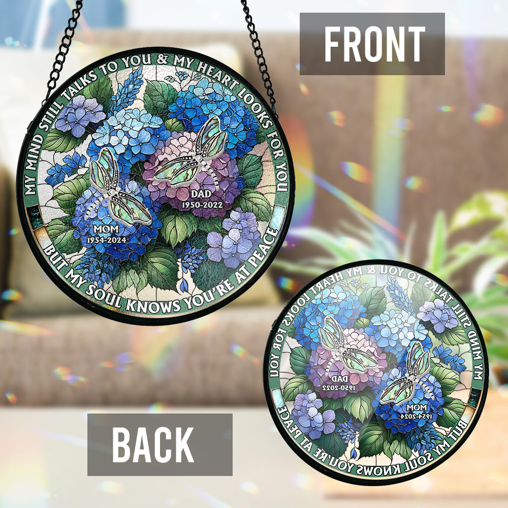 Mes pensées te parlent encore - Attrape-soleil commémoratif personnalisé en vitrail