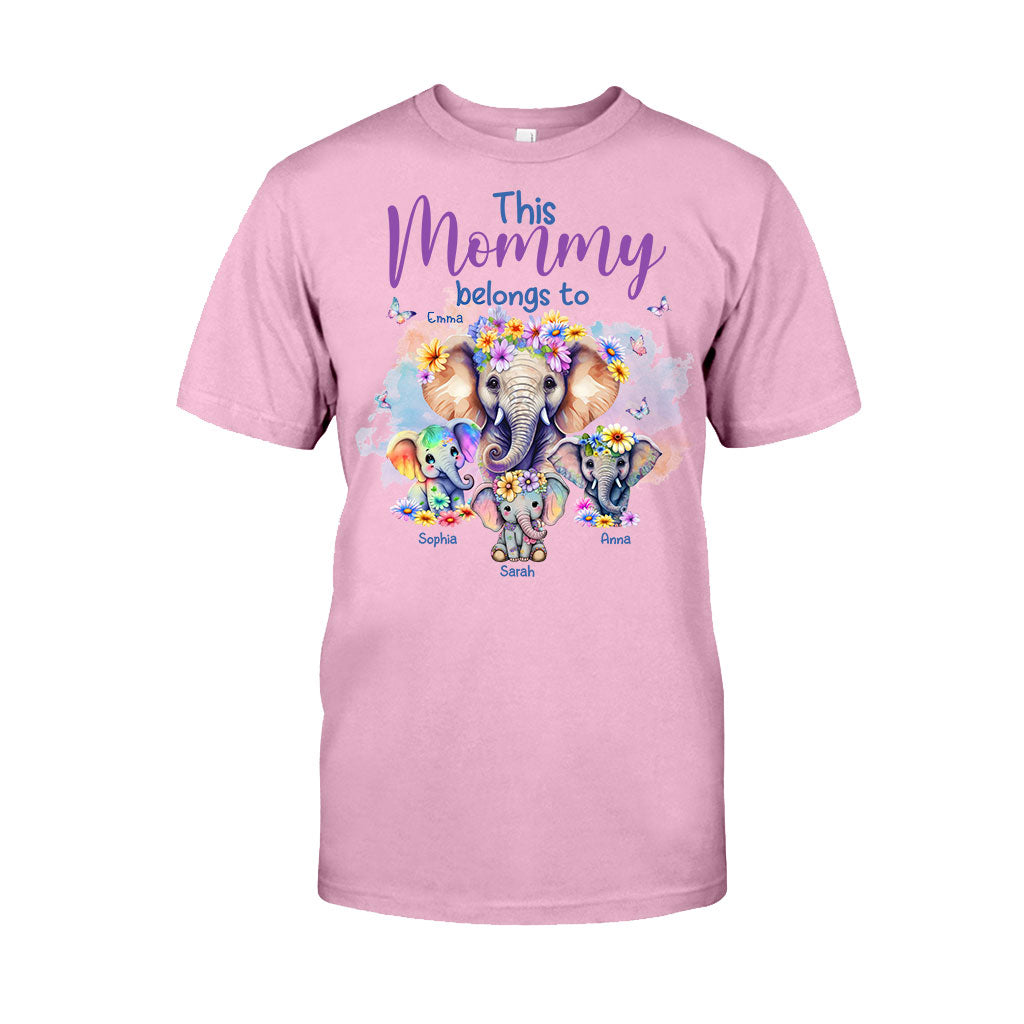 Éléphants à qui maman appartient - T-shirt et sweat à capuche personnalisés pour maman