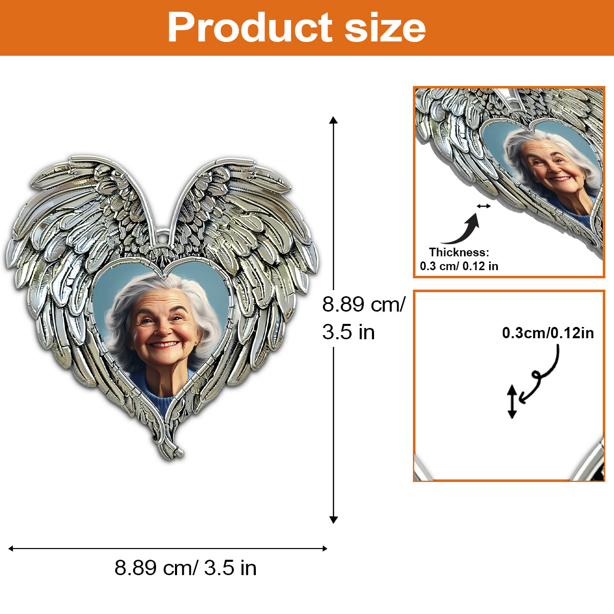 Un morceau de mon cœur vit au ciel - Ornement commémoratif personnalisé en aluminium (Impression recto verso)
