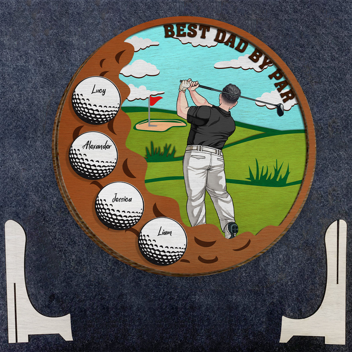 Meilleur papa par Par - Plaque en bois personnalisée à 2 couches « Papa »