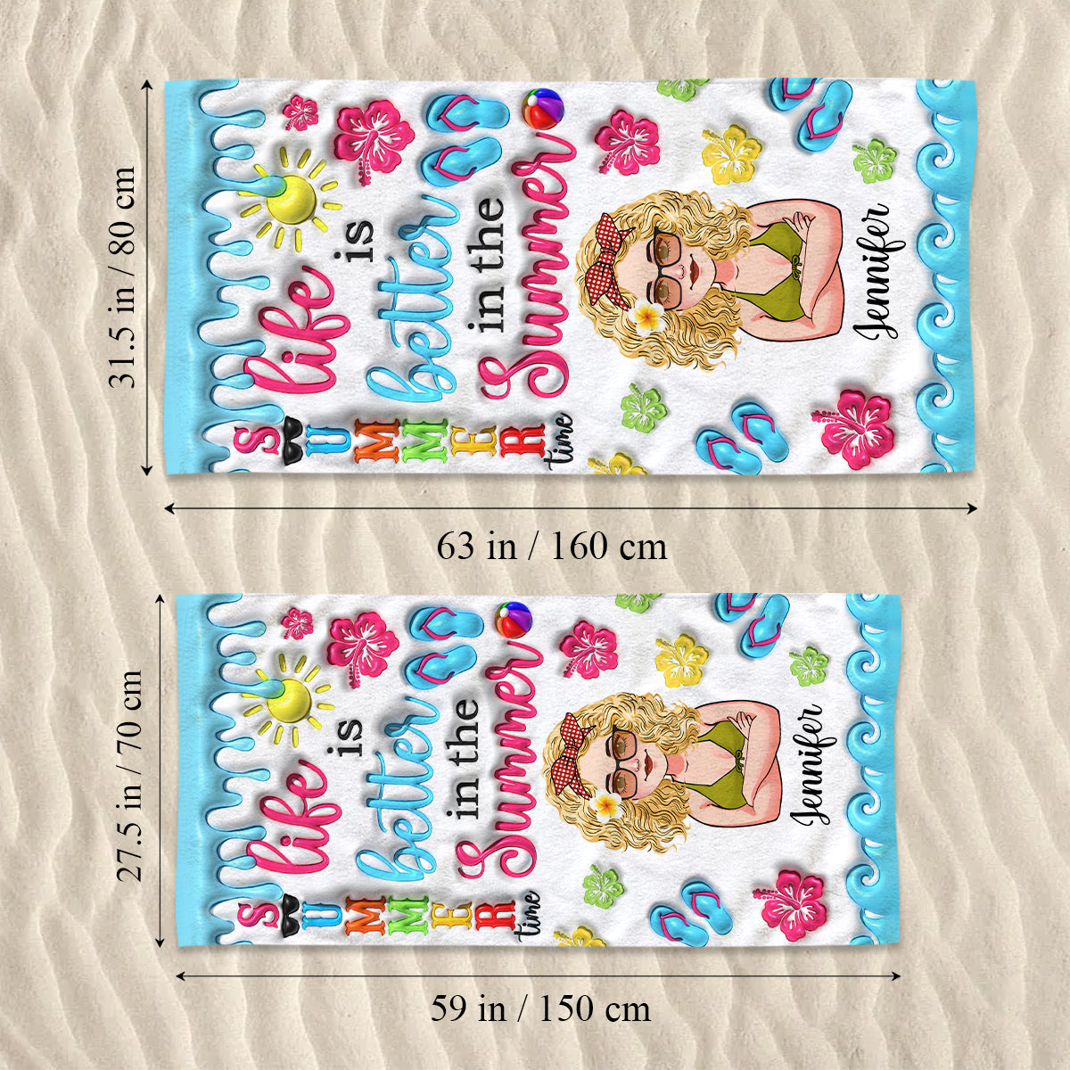 Life Is Better In Summer - Personalized Sea Lover Beach Towel