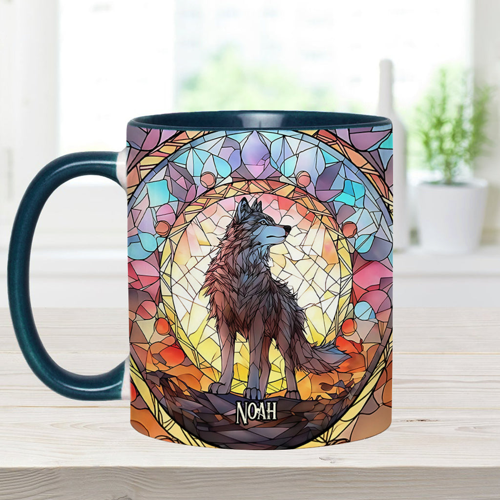 Mug personnalisé « Esprit féroce » avec motif loup