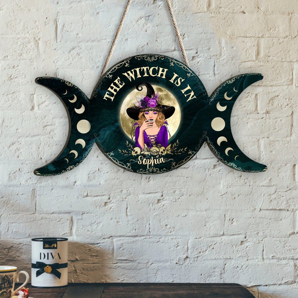 Triple Moon - Personalized Witch Custom Shaped Wood Sign