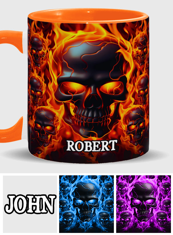 Mug personnalisé « Crâne fondu en feu » - Tête de mort fondue