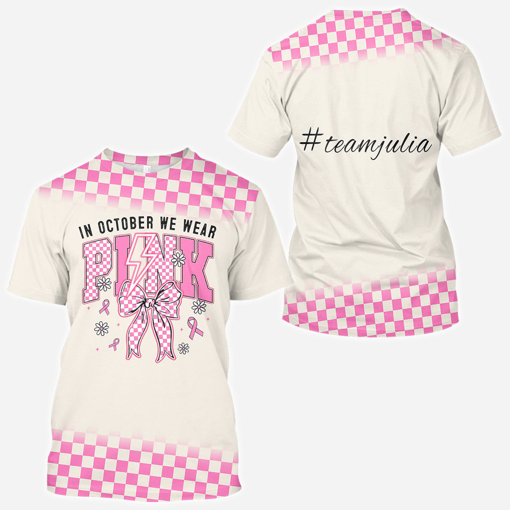 En octobre, on porte du rose - T-shirt personnalisé intégral pour la sensibilisation au cancer du sein