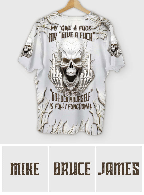 T-shirt personnalisé à motif crâne blanc sarcastique - T-shirt intégral à motif crâne