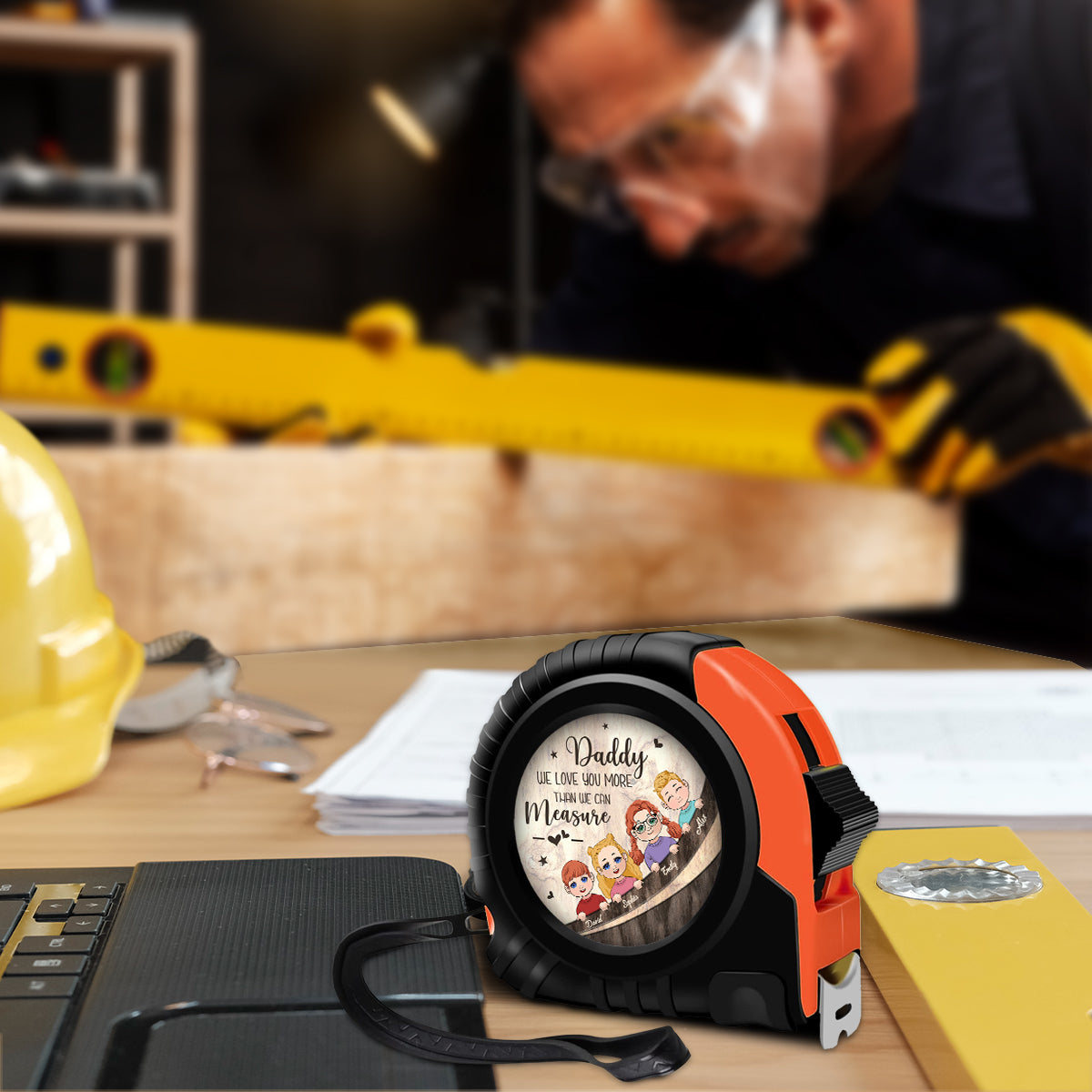 On t'aime plus que tout - Mètre ruban personnalisé pour papa