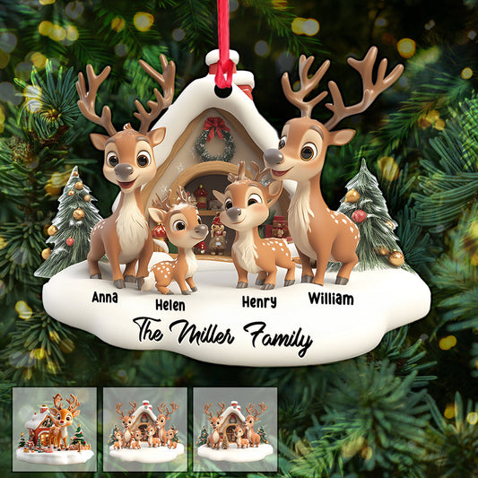 Reindeer Family - Personalized Family Ornament