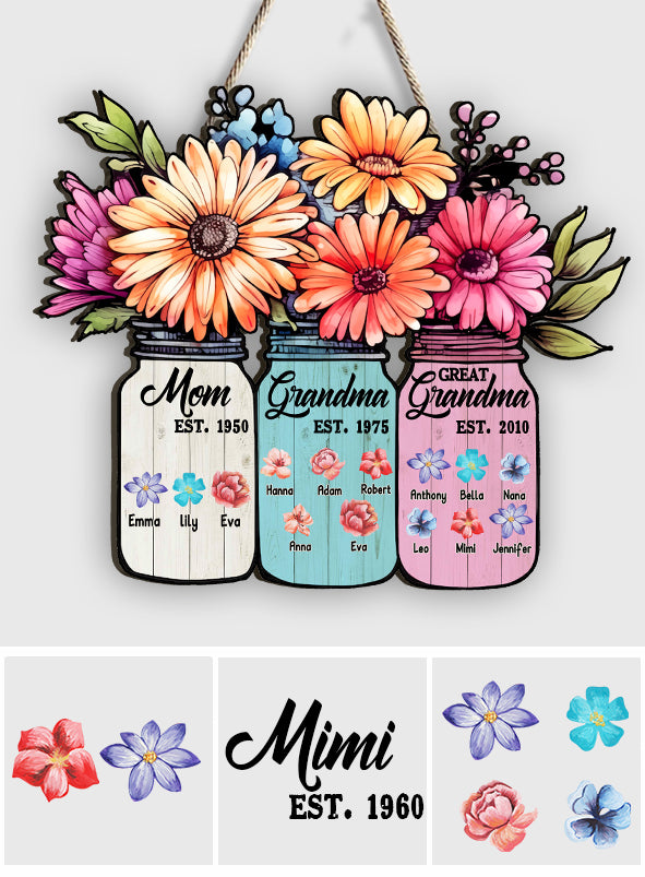 Panneau en bois personnalisé « Maman, Grand-mère, Arrière-grand-mère »