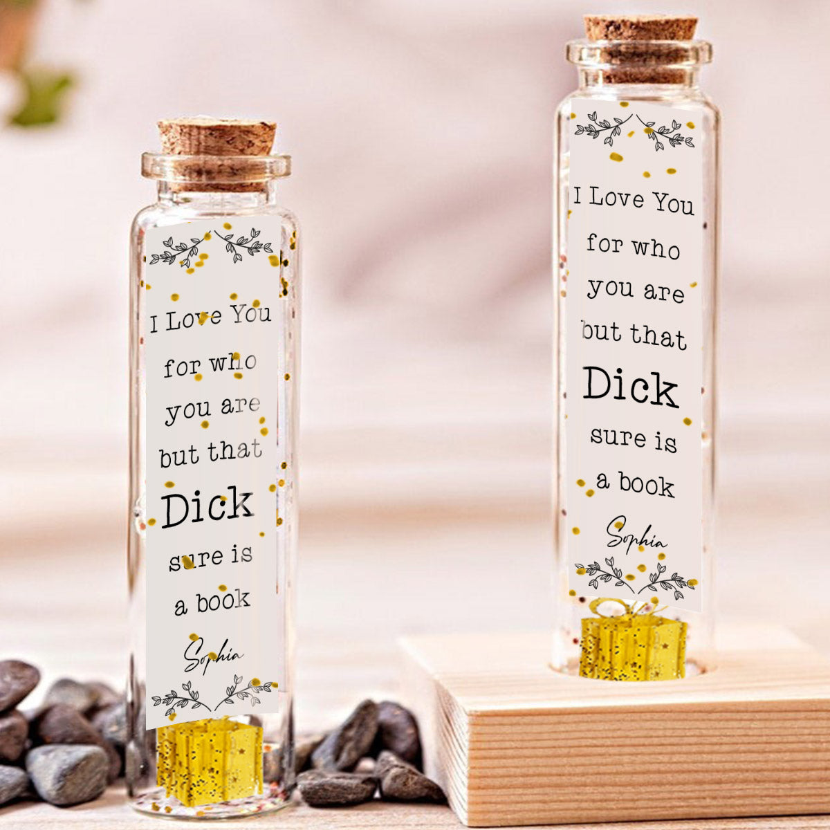 Je t'aime pour qui tu es - Ornement de mini-bouteille personnalisé pour couple