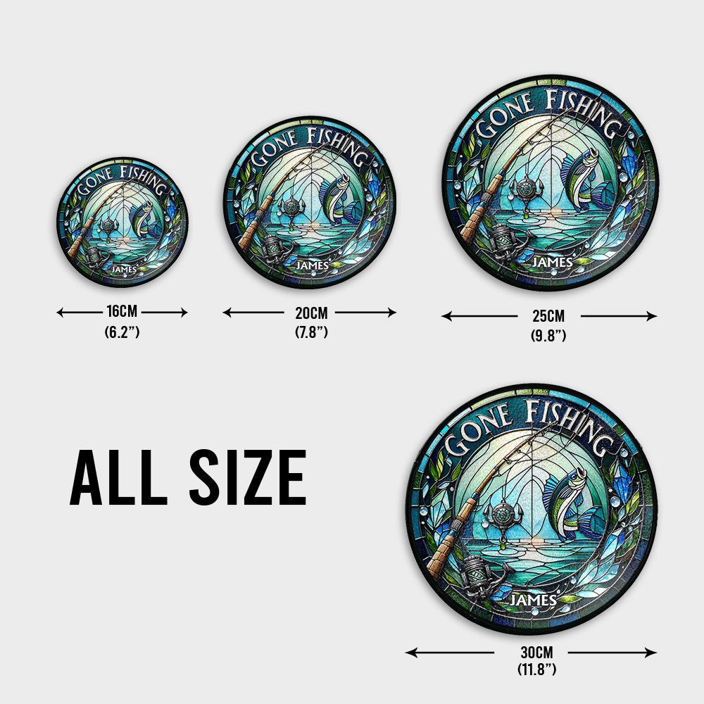 À la pêche - Attrape-soleil personnalisé en vitrail sur le thème de la pêche