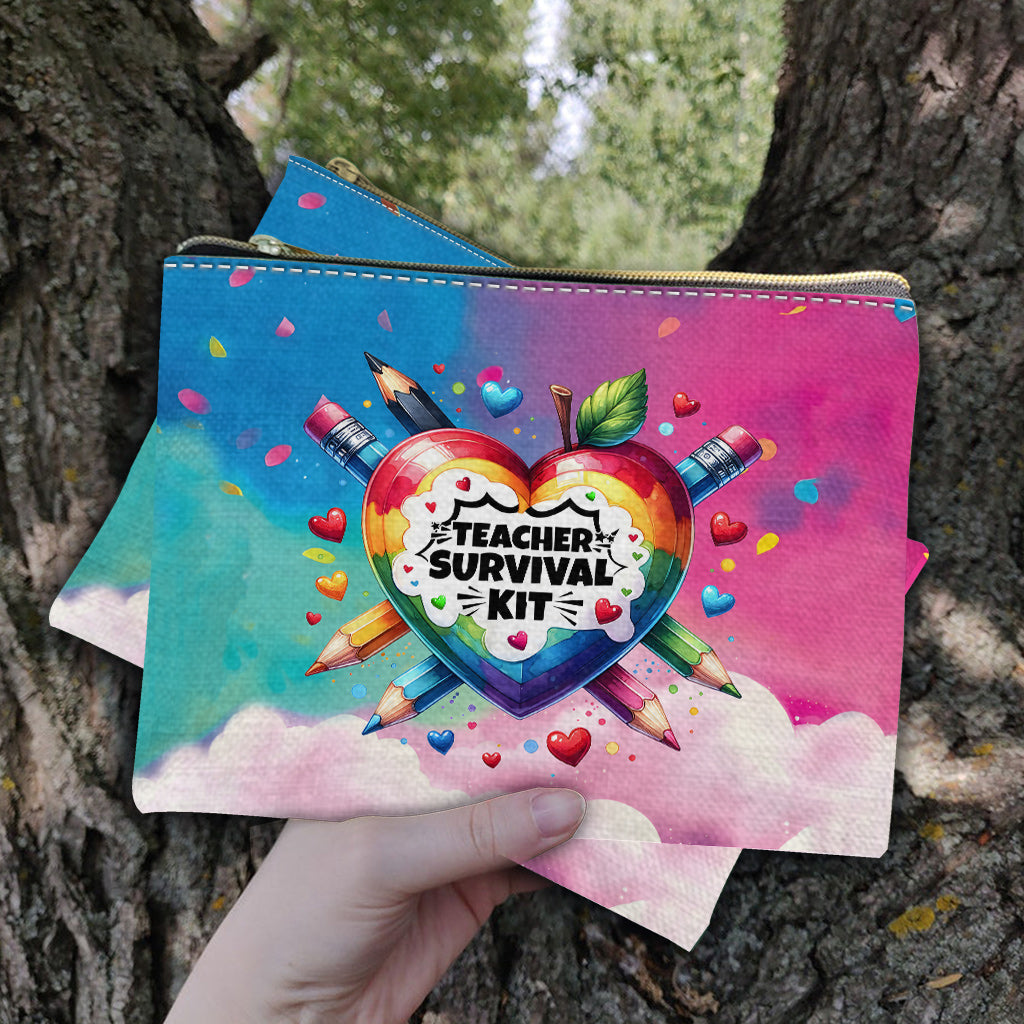Teacher Survival Kit Colorful Heart - Personalized Teacher Pouch