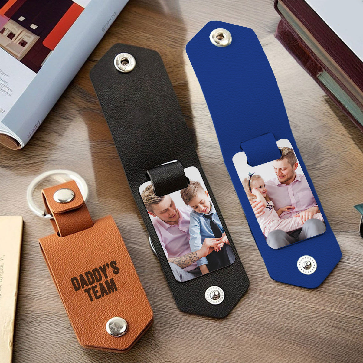 L'équipe de papa - Porte-clés album photo personnalisé pour papa