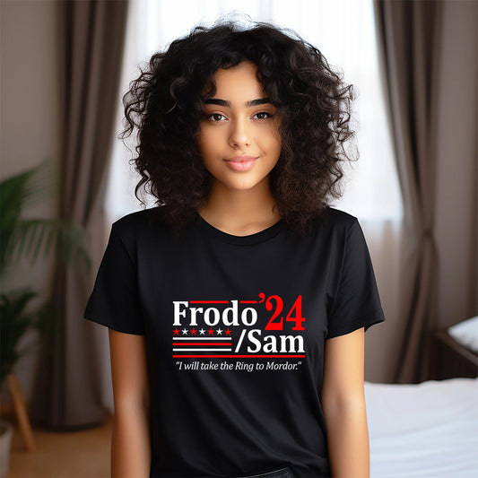 Élection du duo du Hobbit 2024 - J'apporterai l'Anneau - T-shirt unisexe doux et humoristique, inspiré des livres, des films et du cosplay - Tailles XS à 6XL