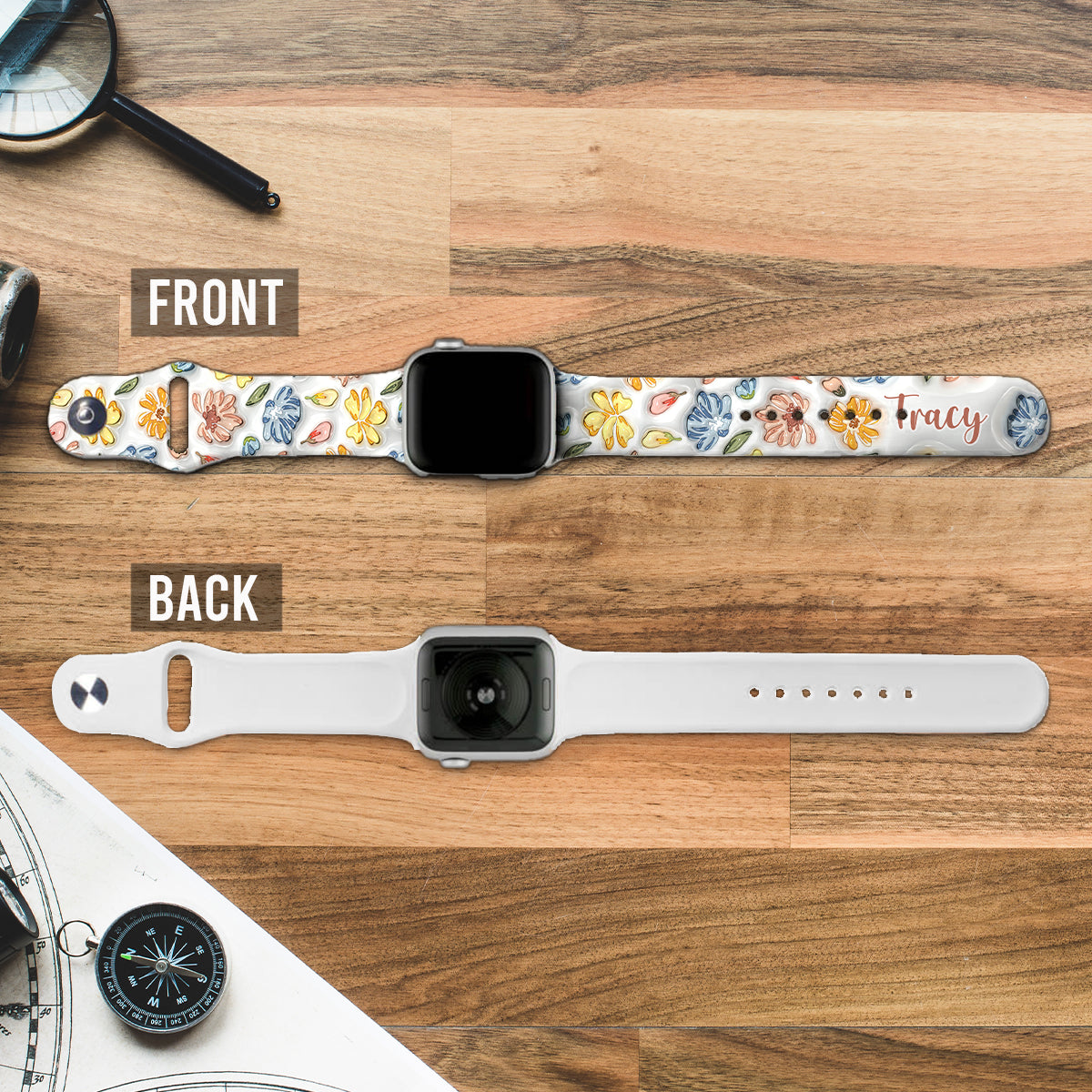 Bracelet Apple Watch à motif floral bouffant - Bracelet Apple Watch personnalisé