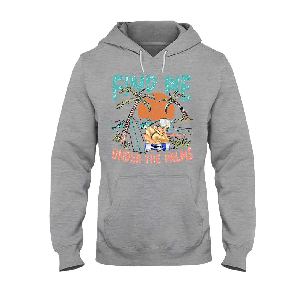 Retrouve-moi sous les palmiers, fille qui lit - T-shirt et sweat à capuche personnalisés « Amoureuse de la mer »