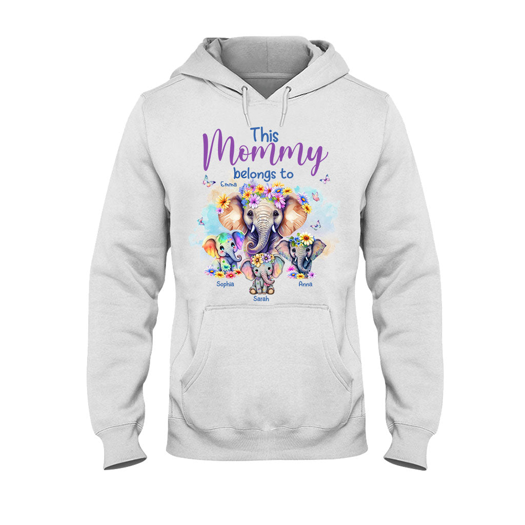 Éléphants à qui maman appartient - T-shirt et sweat à capuche personnalisés pour maman