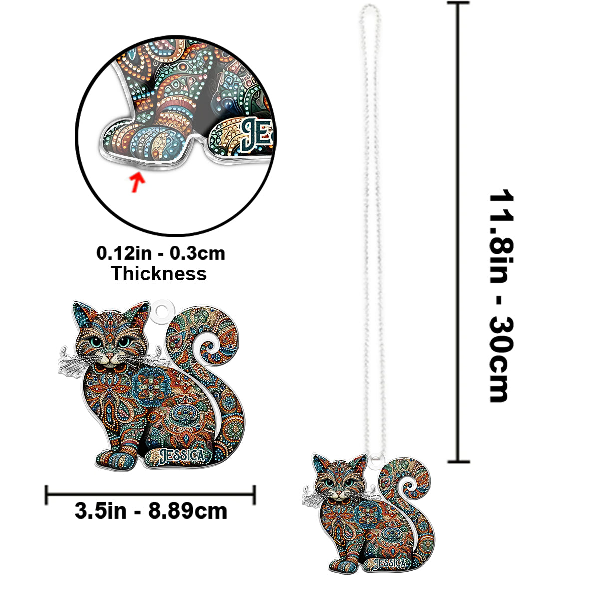 Magnifique chat - Ornement de voiture personnalisé en forme de chat