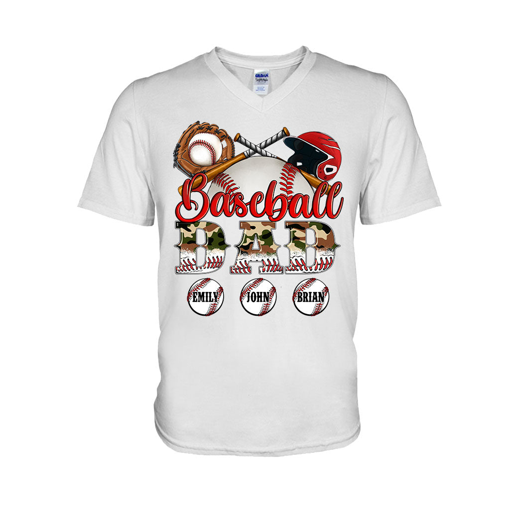 Meilleur papa de joueur de baseball au monde - T-shirt et sweat à capuche camouflage personnalisés - Sweat à capuche