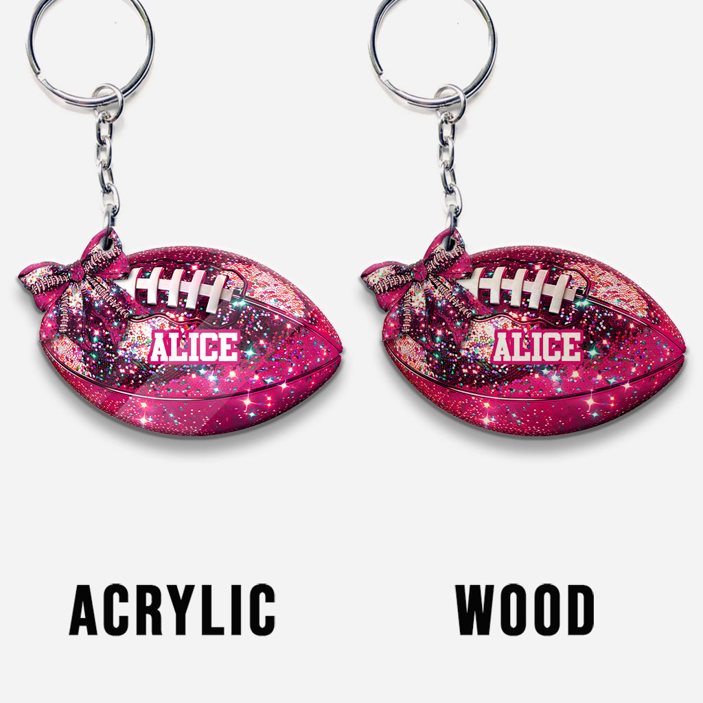 In Octorber We Watch - Personalized Football Keychain