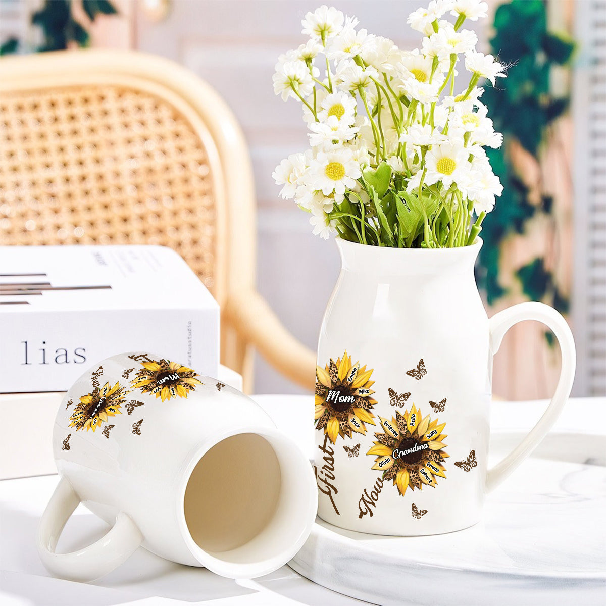 Première maman, maintenant grand-mère - Vase à fleurs en céramique personnalisé pour grand-mère