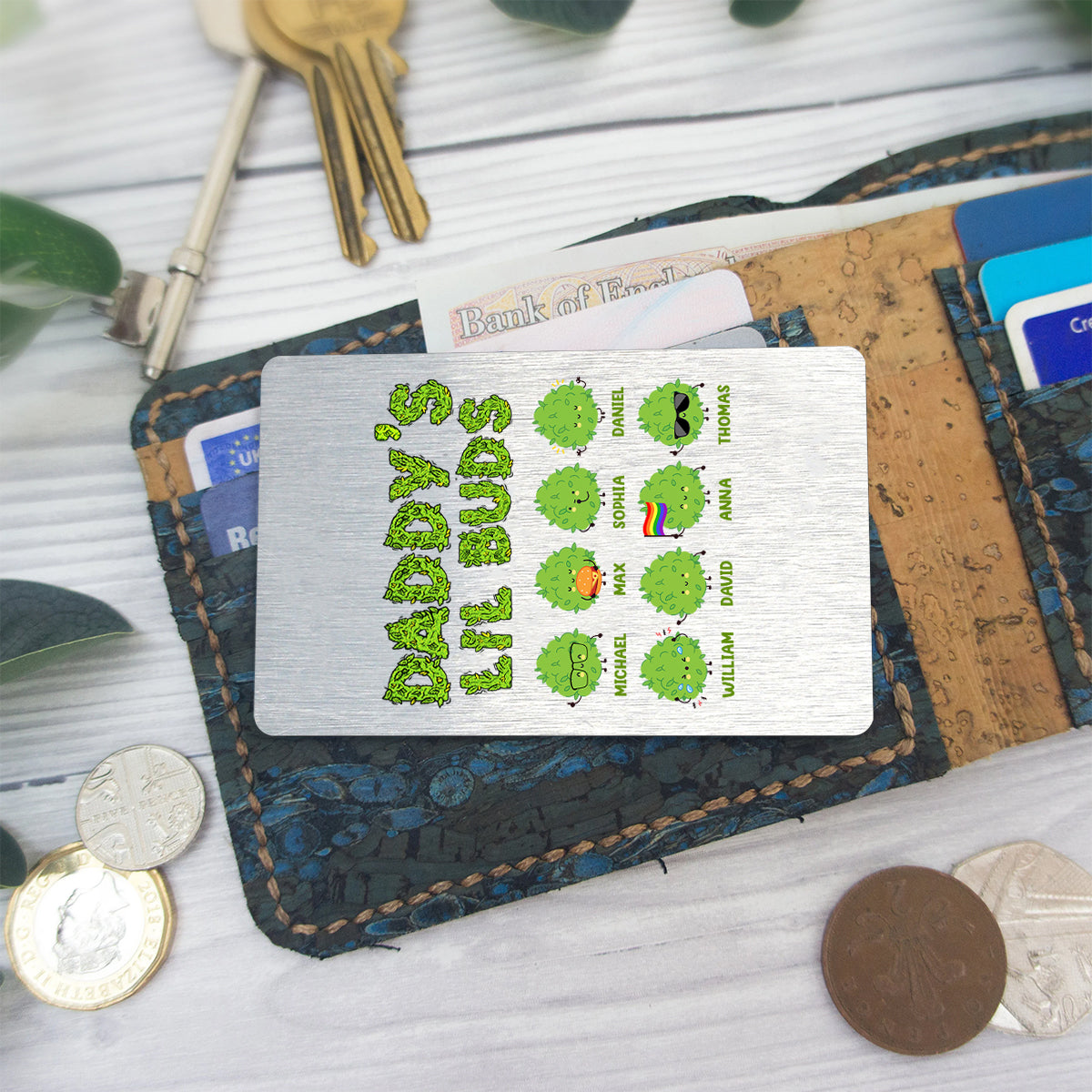 Le papa le plus cool du monde - Carte personnalisée à insérer dans le portefeuille du père