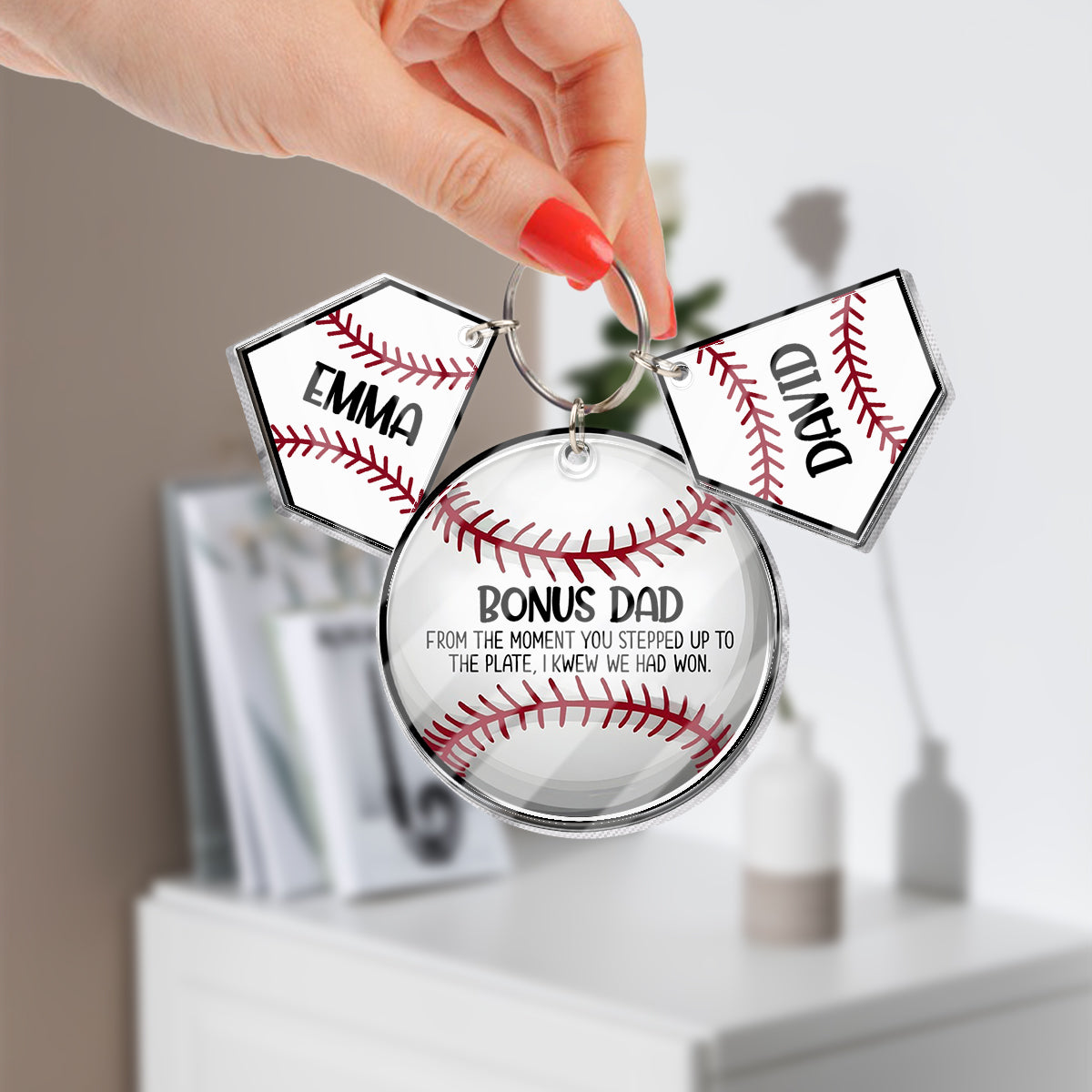 Bonus Dad - Porte-clés personnalisé pour papa avec breloques