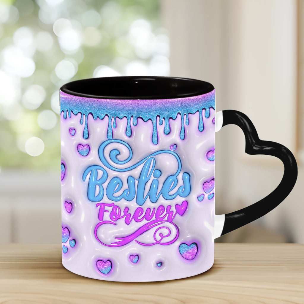 Meilleures amies pour toujours - Mug personnalisé avec anse en forme de cœur et fleur d'anniversaire - Magnifique mug pour les meilleures amies