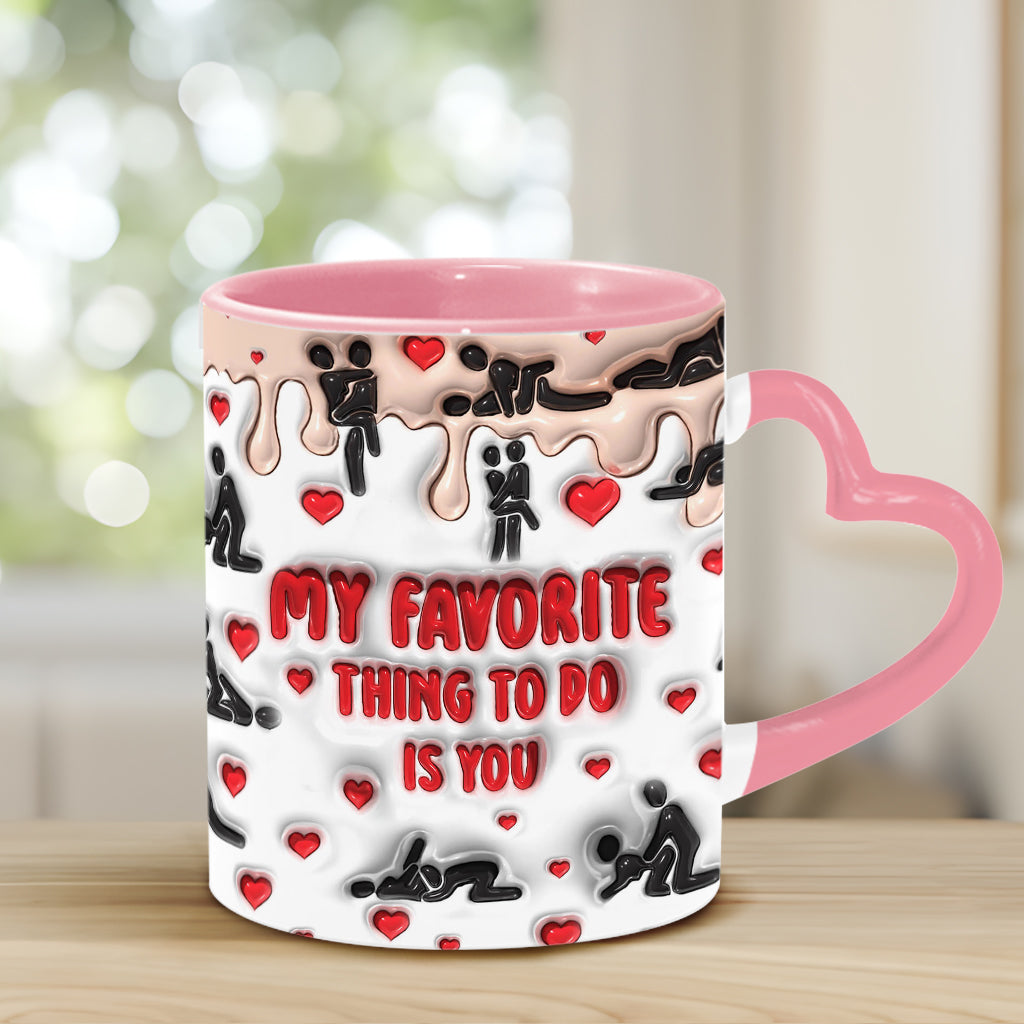 Ma chose préférée à faire, c'est toi - Mug personnalisé pour couple avec anse en forme de cœur