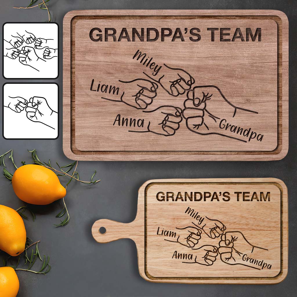 Grandpa's Grilling Team - Personalized Grandpa Cutting Board