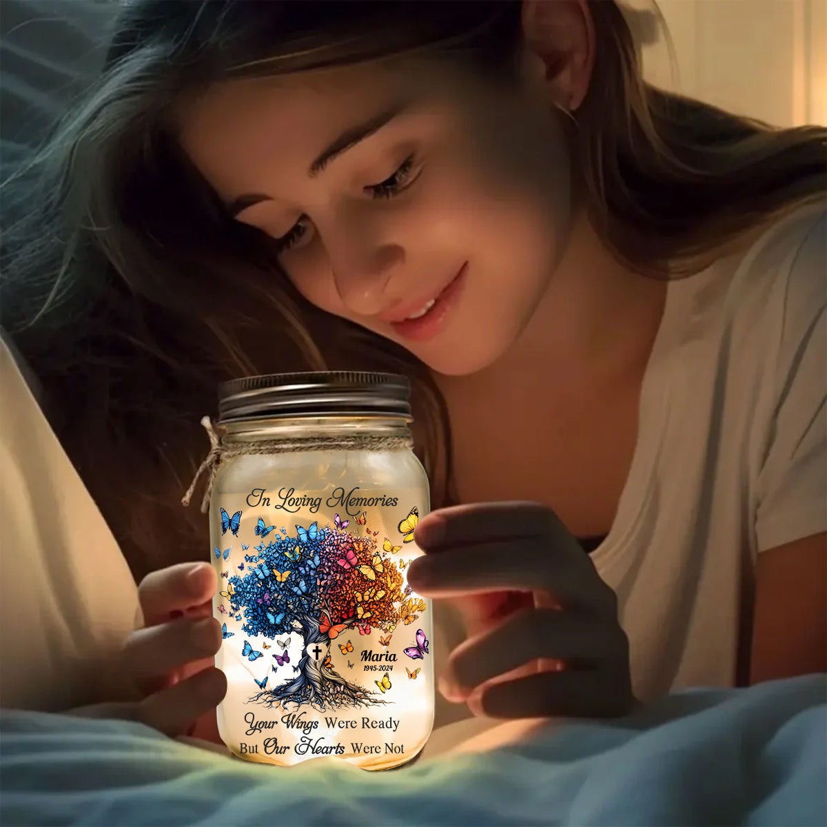 Je suis toujours avec toi - Lampe commémorative personnalisée en bocal Mason