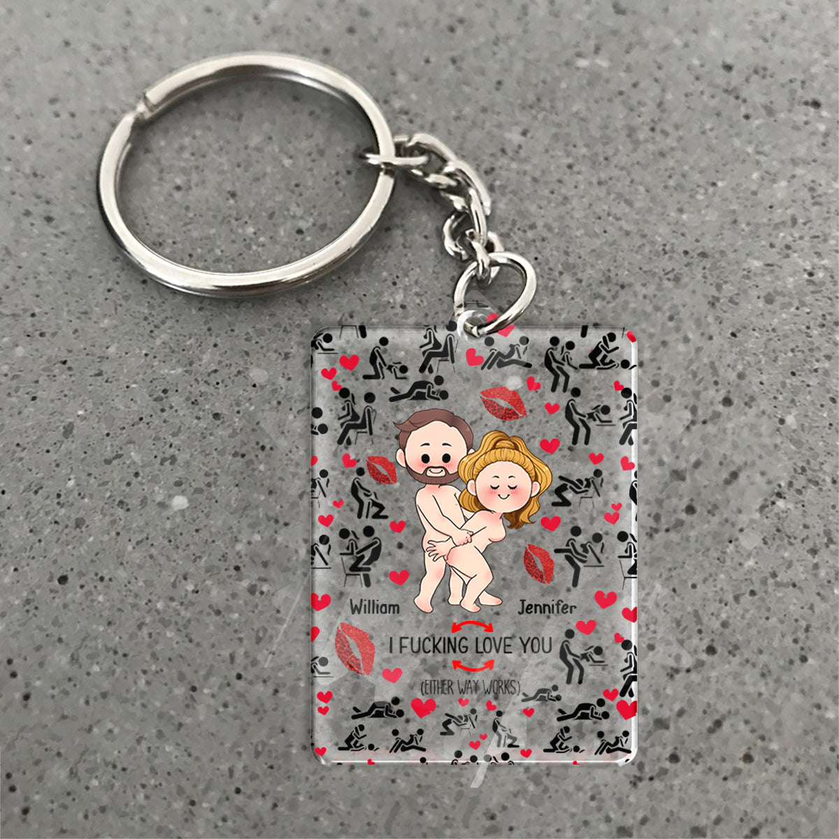 Porte-clés humoristique « Je t'aime » personnalisé pour couple