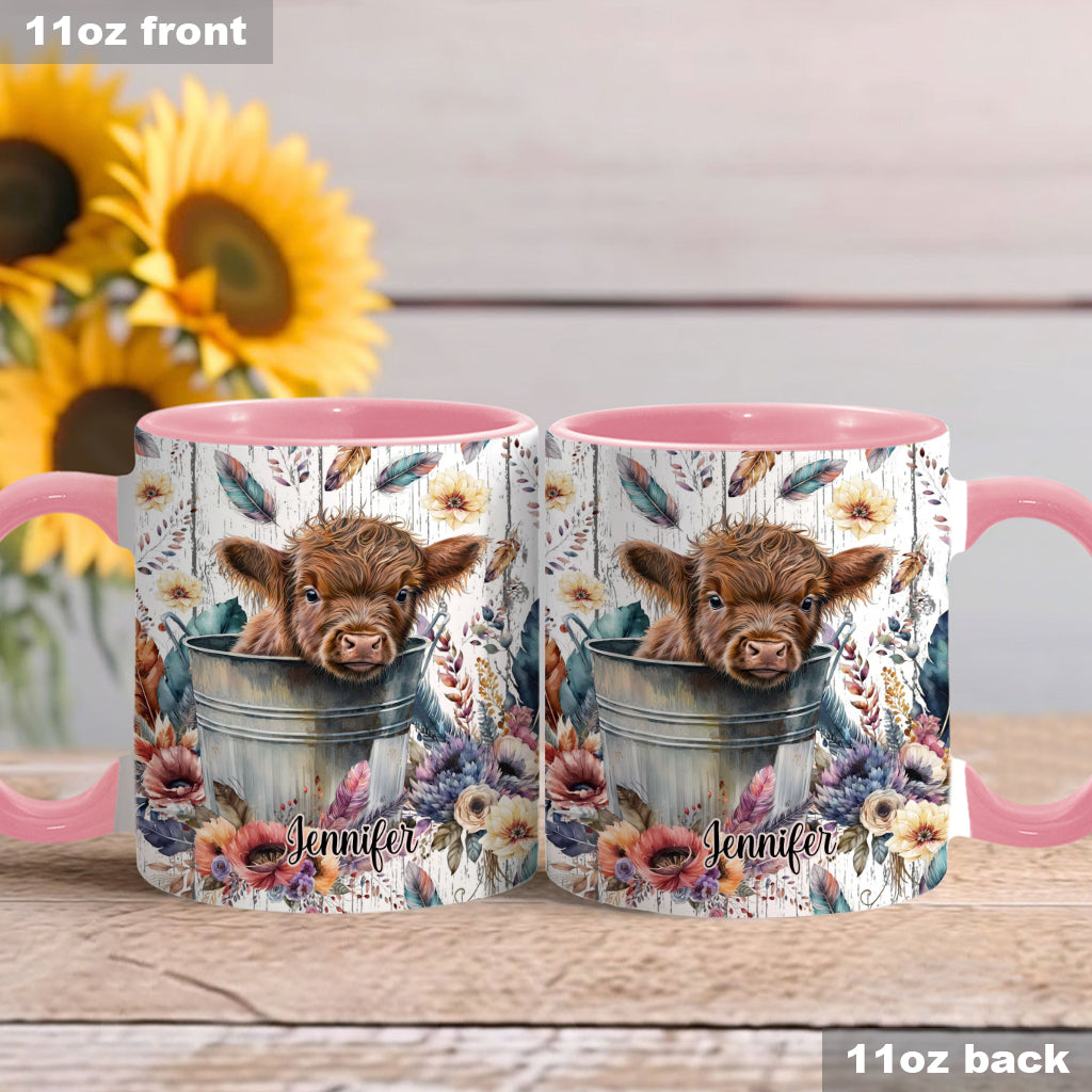 Baby Highland Cow Western Style - Personalized Accent Mug