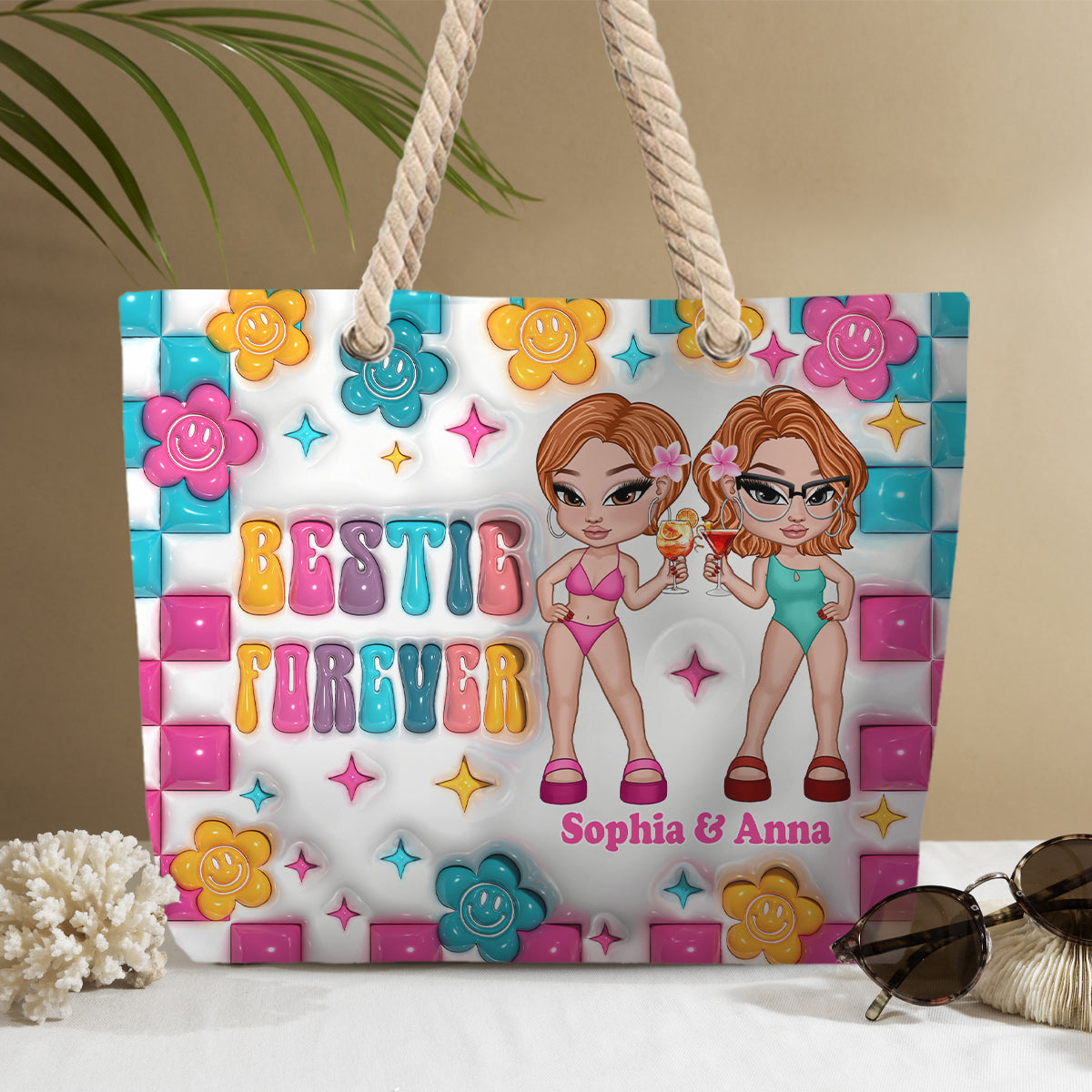 Meilleure amie pour toujours - Sac de plage personnalisé pour meilleure amie