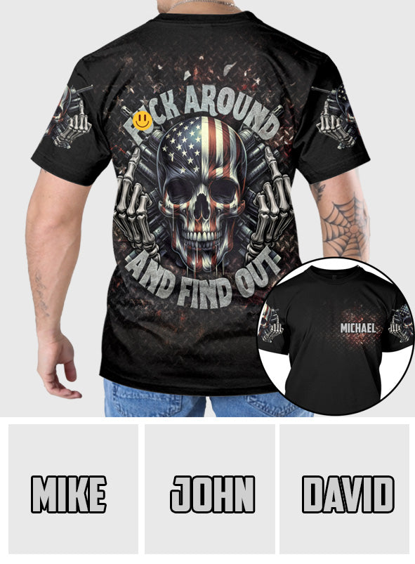 American Flag Skeleton - Personalized Skull All Over Shirt