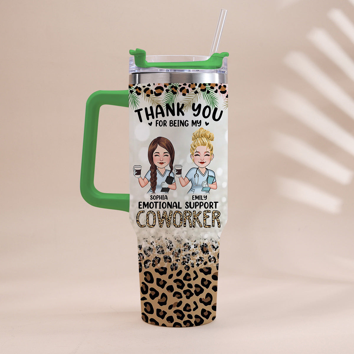 Thank You For Being My Emotional Coworker - Personalized Nurse Tumbler With Handle