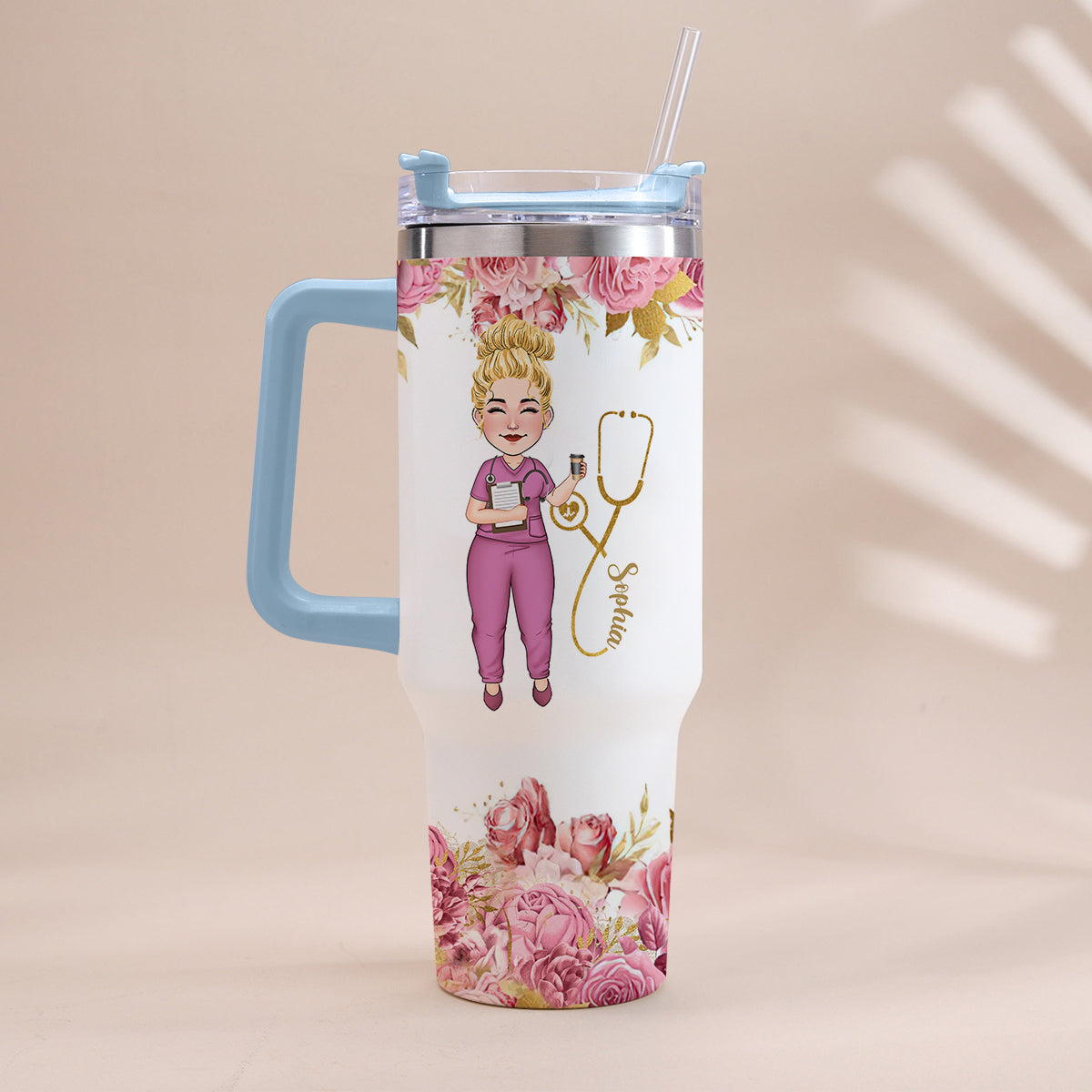 Informations nutritionnelles pour infirmières - Gobelet isotherme personnalisé avec poignée