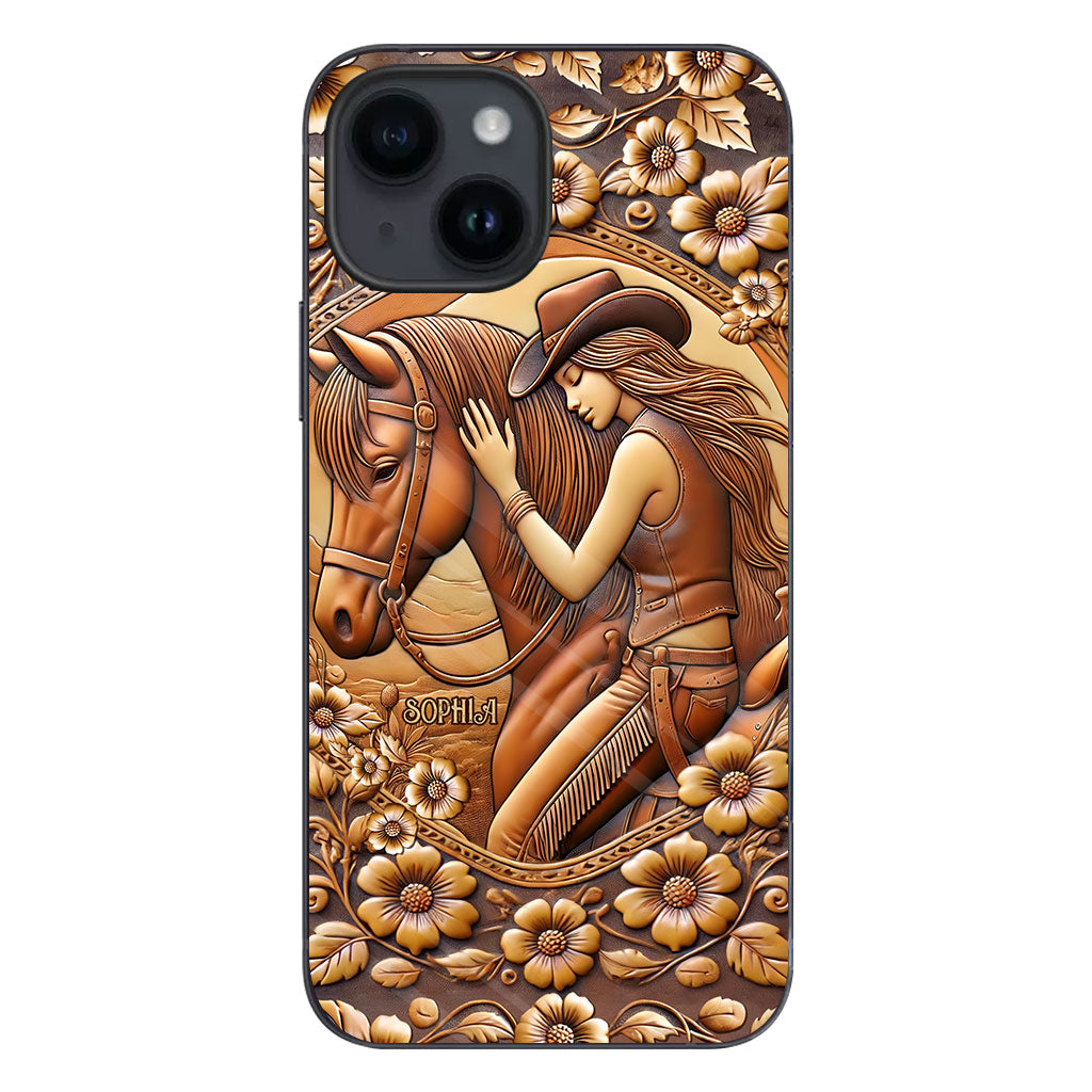 Une fille et son cheval - Coque de téléphone personnalisée à motif cheval