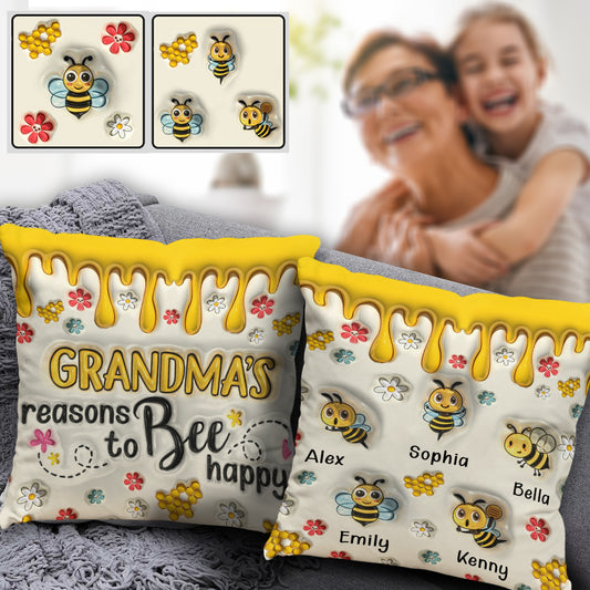 Les raisons de grand-mère d'être heureuse - Coussin décoratif personnalisé pour grand-mère